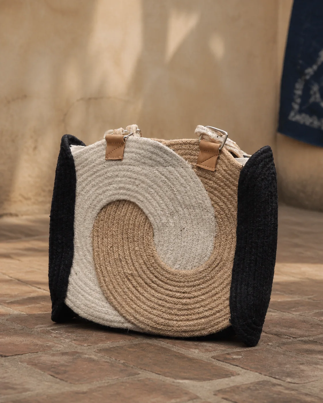 Monochrome Swirl Handbag by Bunevia