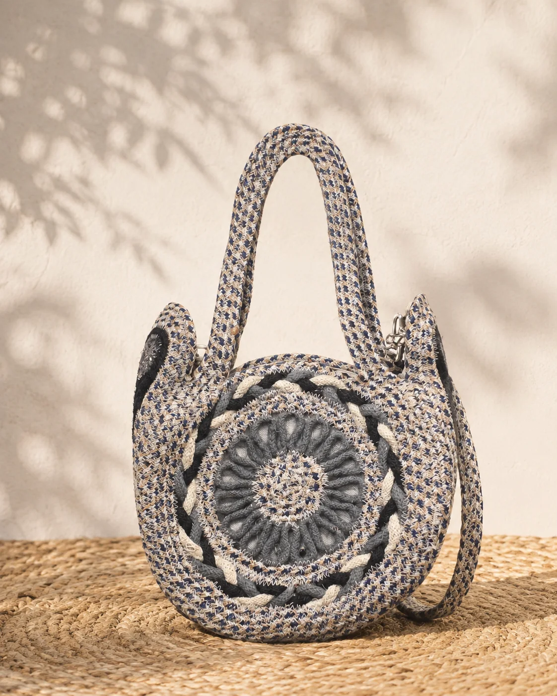 Denim Crochet Shoulder Bag by Bunevia