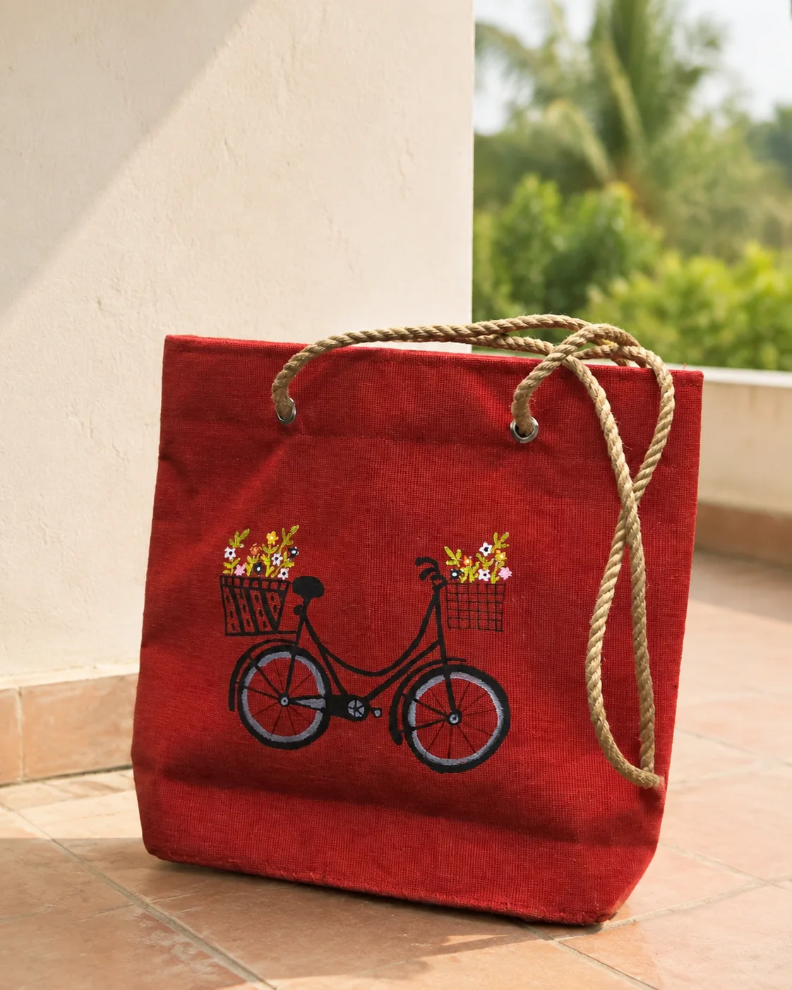 Crimson Bicycle Tote by Bunevia