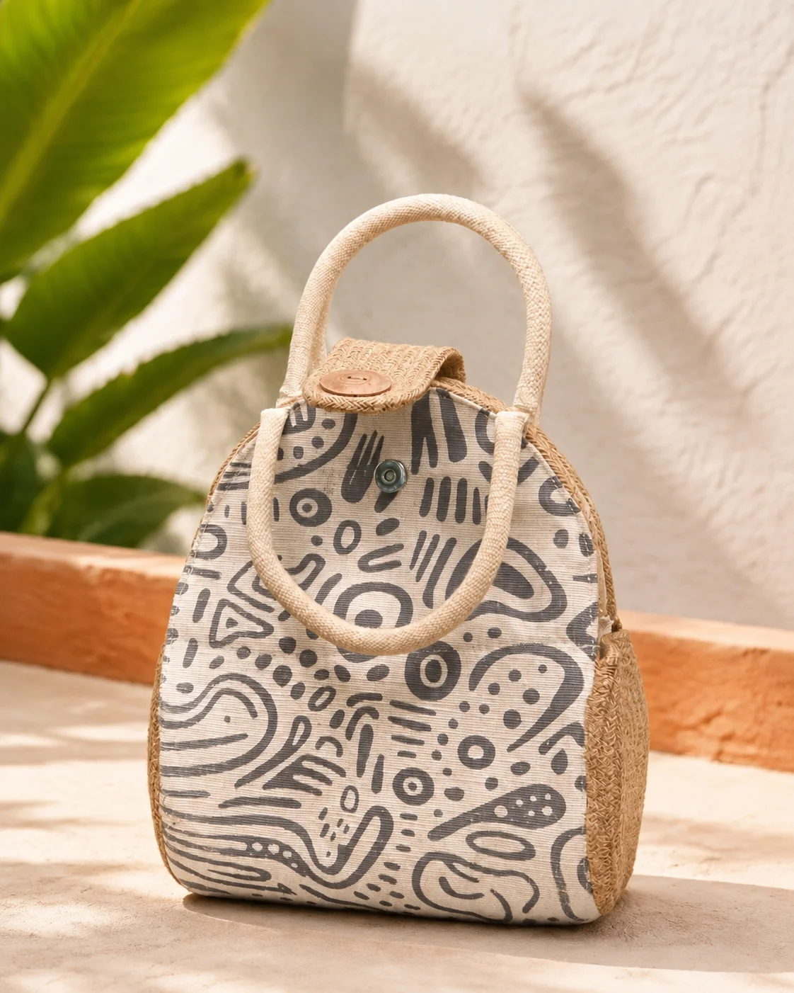 Abstract Jute Backpack by Bunevia