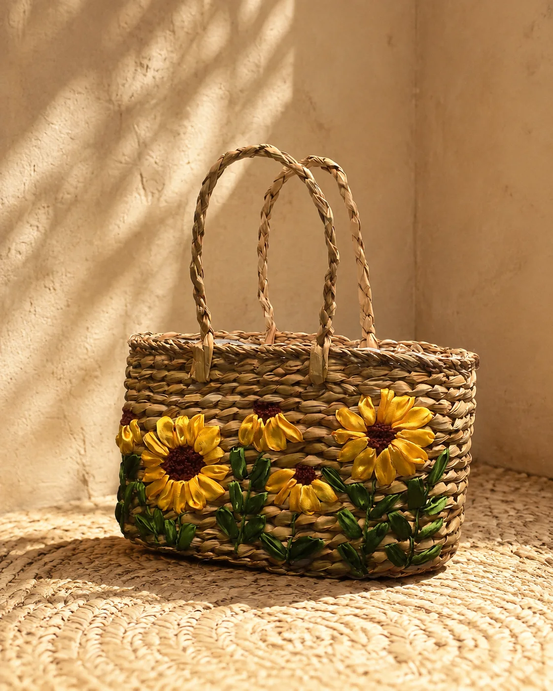 Sunflower Basket Handbag by Bunevia